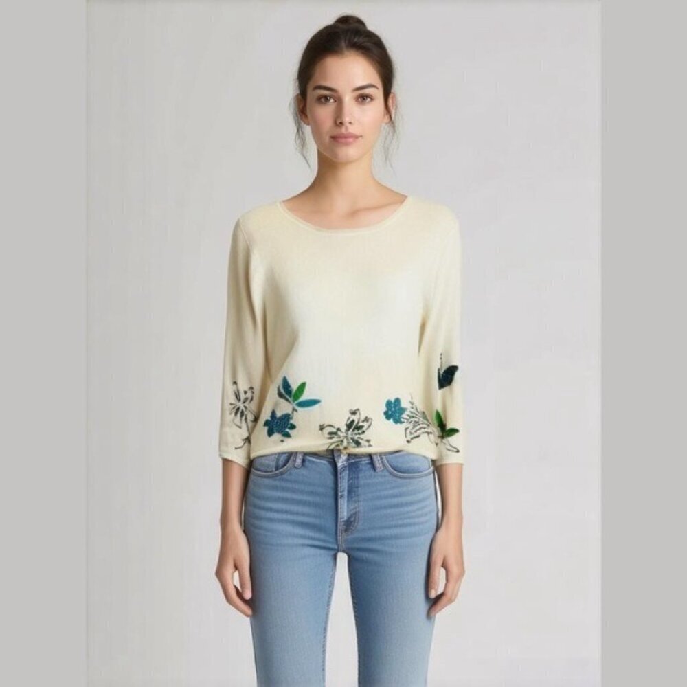 Vintage MIRASOL Embroidered Applique Top Small